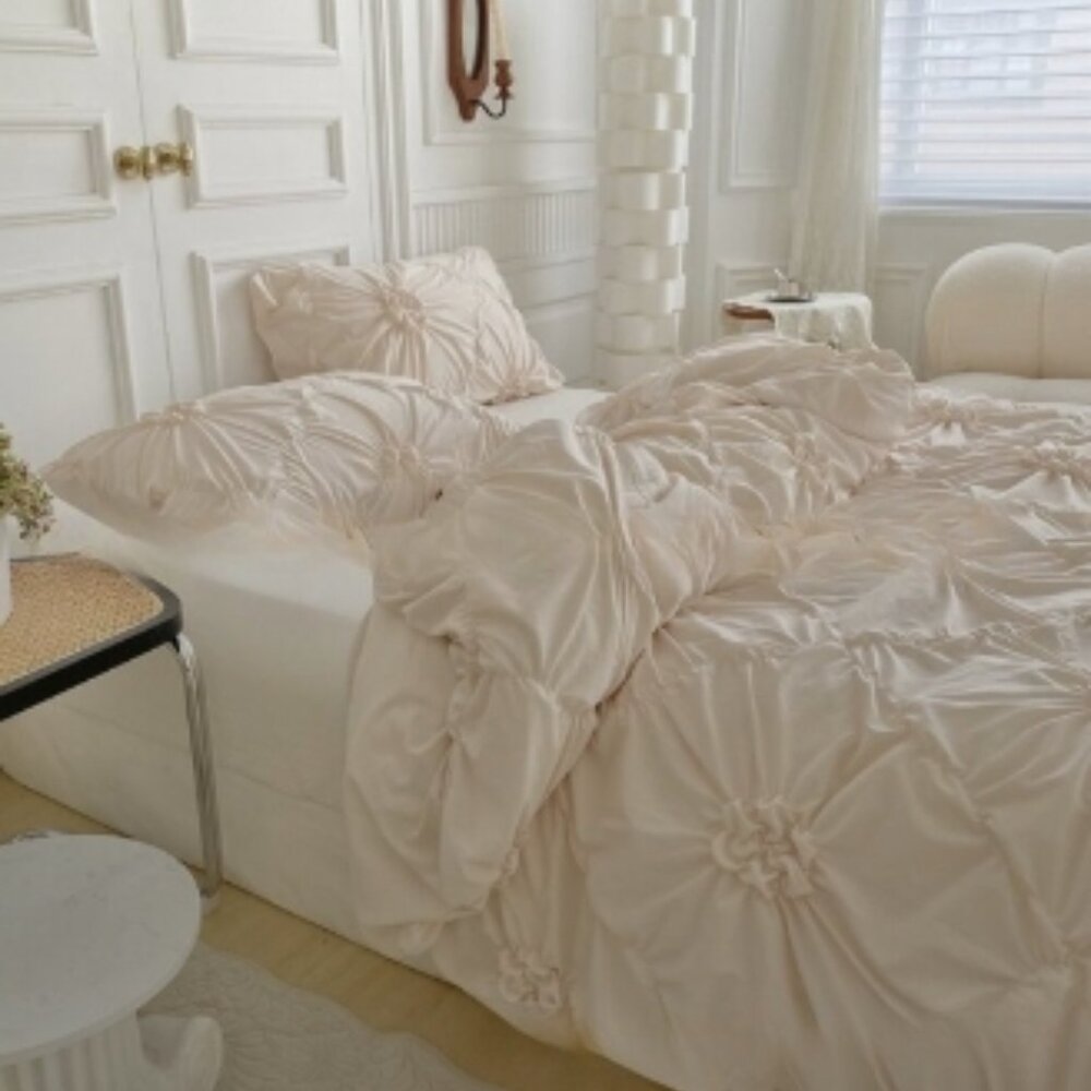 Bedding, Amazon duvet cover, pillowcase, solid color, 3D 3D 3D distressed button